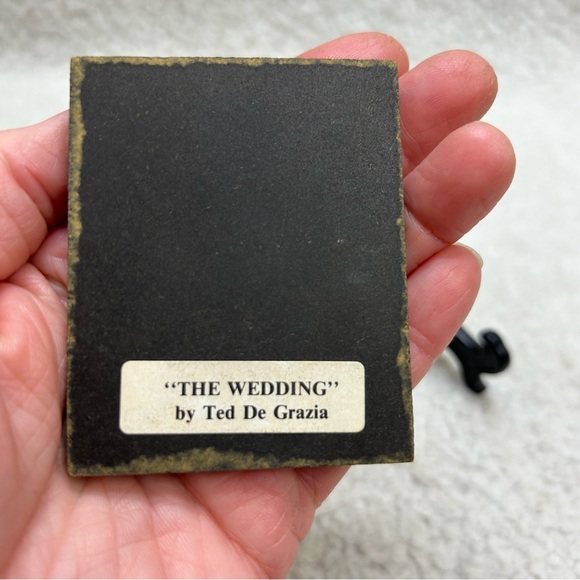 The Wedding by Ted De Garzia 3" mini wood board prints w/stand vintage signed - Picture 4 of 8